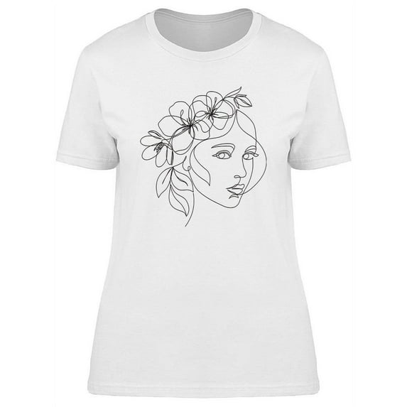 Woman Face With Flowers T-Shirt Women -Image by Shutterstock, Female Small