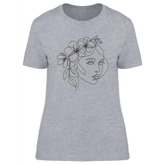 Woman Face With Flowers T-Shirt Women -Image by Shutterstock, Female XX-Large