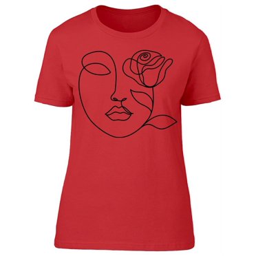Woman Face With Rose Flower T-Shirt Women -Image by Shutterstock, Female x-Large