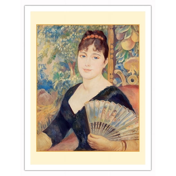 Woman with Fan (Femme à l'éventail) - From an Original Color Painting by Pierre-Auguste Renoir c.1886 - Fine Art Matte Paper Print (Unframed) 20x26in