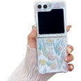 thumbnail image 1 of Woman Floral Case for Samsung Galaxy Z Flip 5 Cute Design, Glitter Case for Galaxy Z Flip 5 Fashion Flower Print, Clear Shiny Girls Case for Z Flip 5 Airbag Corner (Flower C), 1 of 14