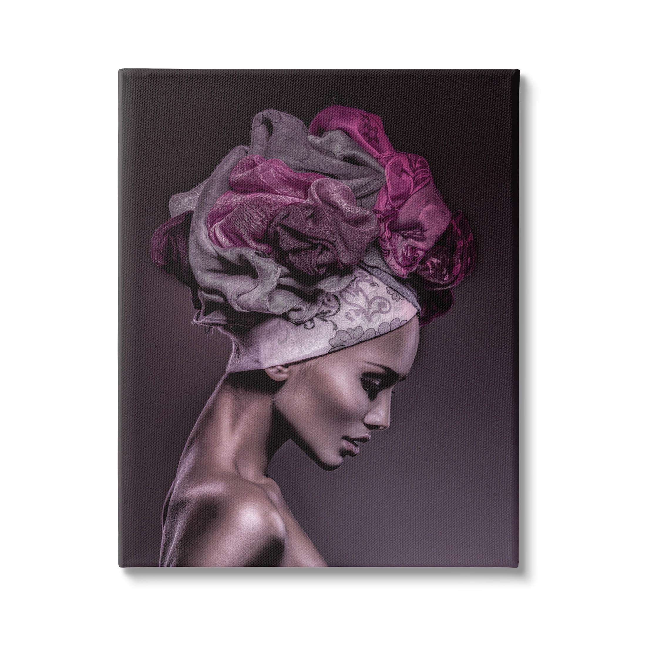 Woman Floral Headwrap Portrait Botanical & Floral Photograph Gallery Wrapped Canvas Print Wall Art