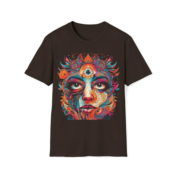 Woman Floral Third Eye Unisex Softstyle T-Shirt Boho Native American Style