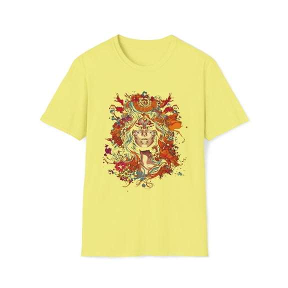 Woman Floral Unisex Softstyle T-Shirt Boho Hippie Chic Festival Inspired