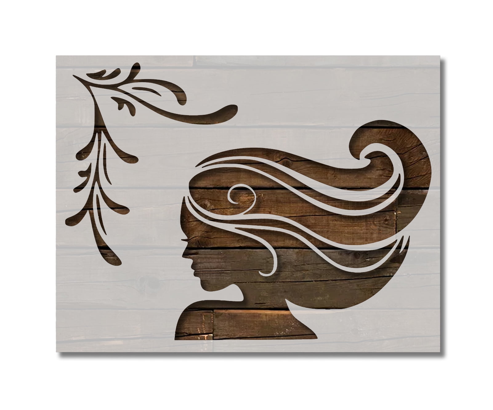 Woman Girl Hair Wind Stencil Template Reusable 8.5 x 11 for Painting on Walls, Wood, Etc. By Stencilville
