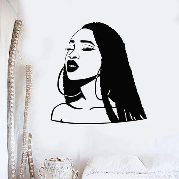 Woman Hairstyle Wall Decal African Girl Hair Vinyl Window Stickers Fashion Bedroom Beauty Hair Salon Interior Decor Mural 57x60cm