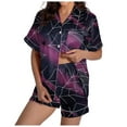 thumbnail image 1 of Woman Halloween Pajama Set Lounge Sets 2 Piece Ghost Pumpkin Print Short Sleeve Button Down Fluffy Sleepwear with Short Weightless Relaxed Fit Sleepwear for Women, 1 of 6