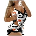 thumbnail image 1 of Woman Halloween Pajama Set Thin Graphic Spaghetti Strap Camisole Tops and Shorts 2 Piece Smooth Sleepwear Body Skimming Womens Pj Sets, 1 of 5