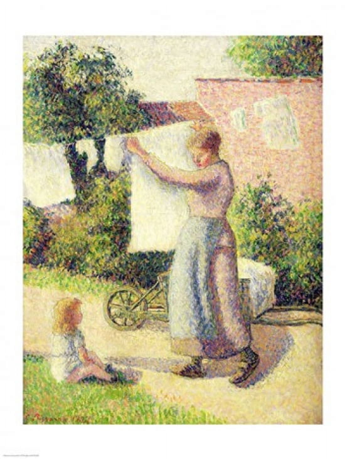 Woman Hanging up the Washing 1887 Canvas Art - Camille Pissarro (18 x 24)