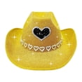 thumbnail image 1 of Womens Hats Womens Yellow Cowboy Hats Sequin Hat Glitter Cowboy Hat Western Hat Cowboy Hats for Party, 1 of 3