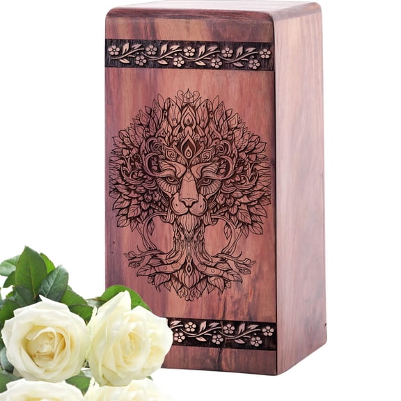 Woman with Headdress Urn - Wooden Woman with Headdress Theme Urns For Human Ashes Adult - Cremation Funeral Urns For Husband - Memorial Decorative Keepsake Urns Box - 10Inch, Large Size - Single 1Pcs