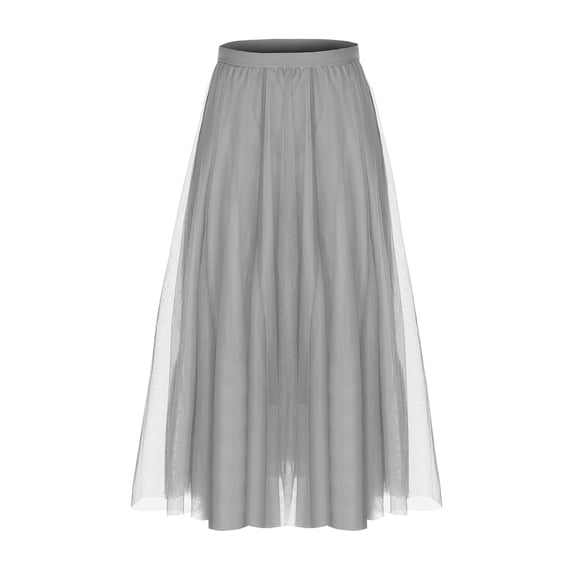 Woman High Waisted Skirts Trendy Sheer Mesh Skirt Fashion Elastic Waist Dress Elegant Flowy Clothing
