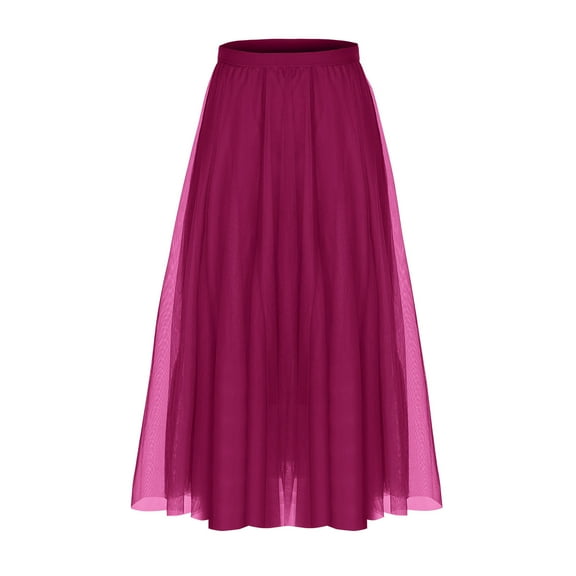 Woman High Waisted Skirts Trendy Sheer Mesh Skirt Fashion Elastic Waist Dress Elegant Flowy Clothing