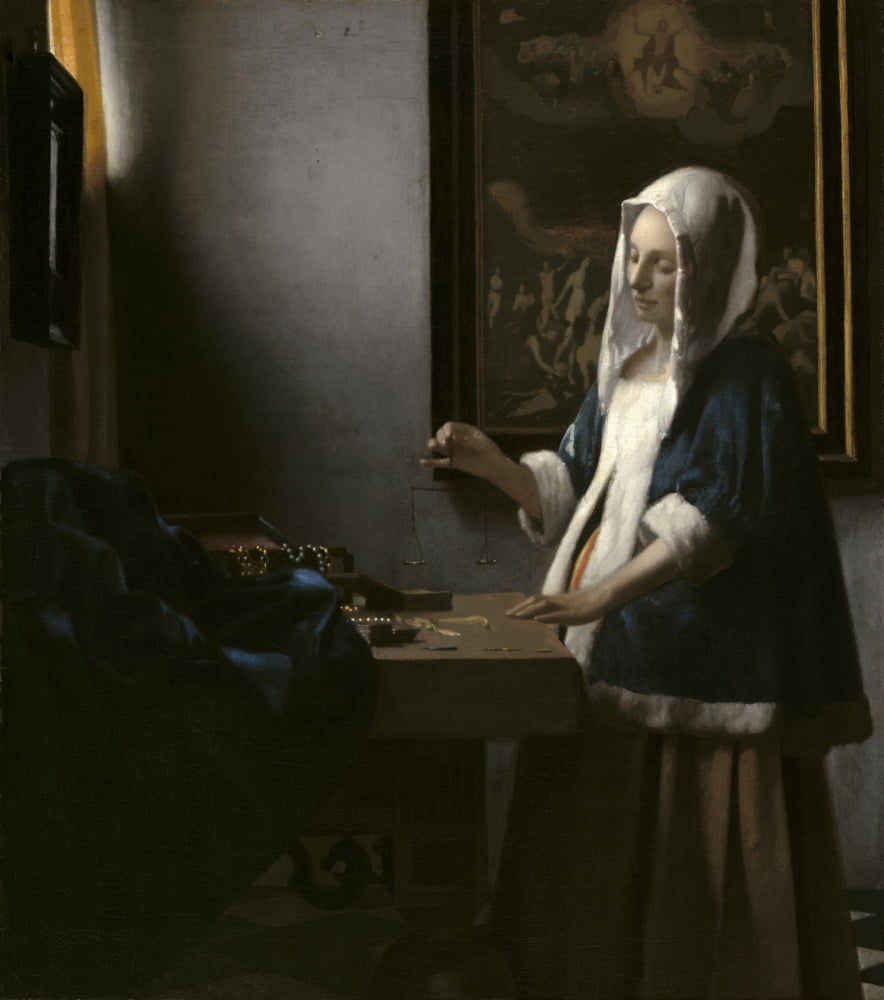 Woman Holding A Balance Canvas Art - (24 x 36)