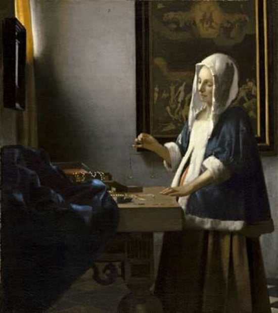 Woman Holding a Balance Canvas Art - Johannes Vermeer (24 x 24)