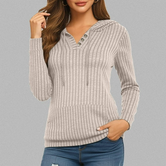 Woman Hoodie White Ribbed Hoodies for Women Casual Long Sleeve Womens Pullover Women's Clothes XL