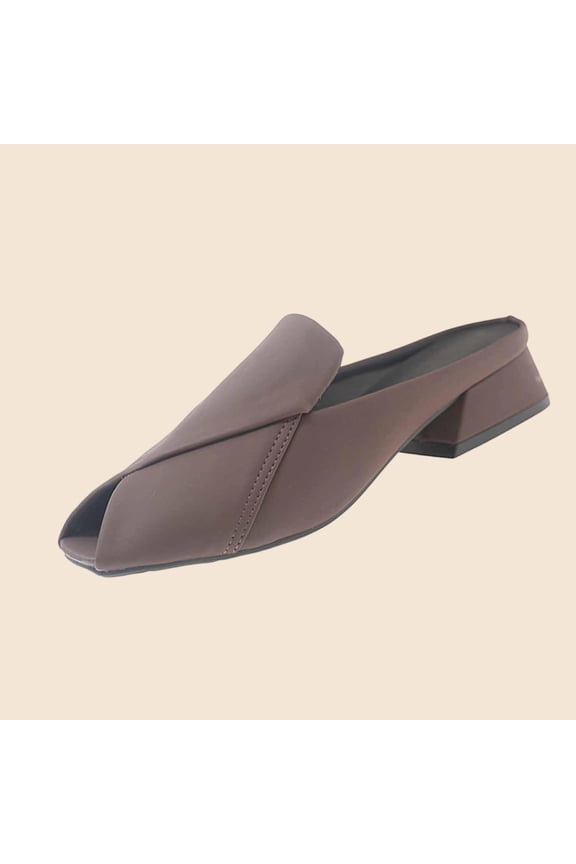Woman House Slippers Women's Fashionable Casual Spring And Summer Versatile Beach Wedge Solid Color Peep-Toe Open-Toe Slippers,Coffee,36
