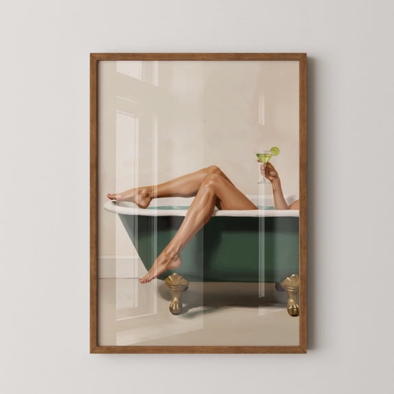 Woman In Bathtub Art Print Luxury Decor Girly Glamour Chic Home Decor Artwork