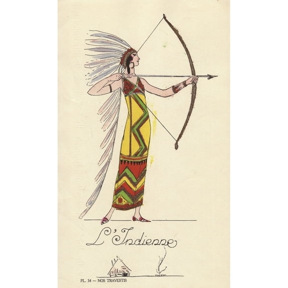 Woman In Fancy Dress Costume As Native American L'Indienne Poster Print By ?? Florilegius Mary Evans