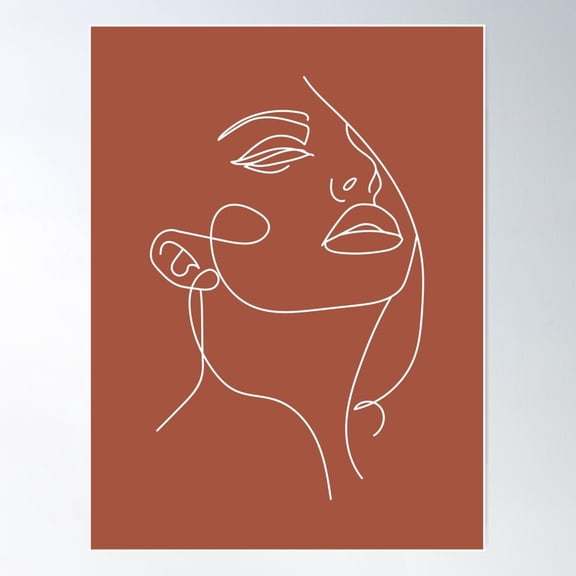 Woman In One Line Rust Poster Wall Art, Modern Wall Decor For Living Room Bedroom, 24x36 UNFRAMED