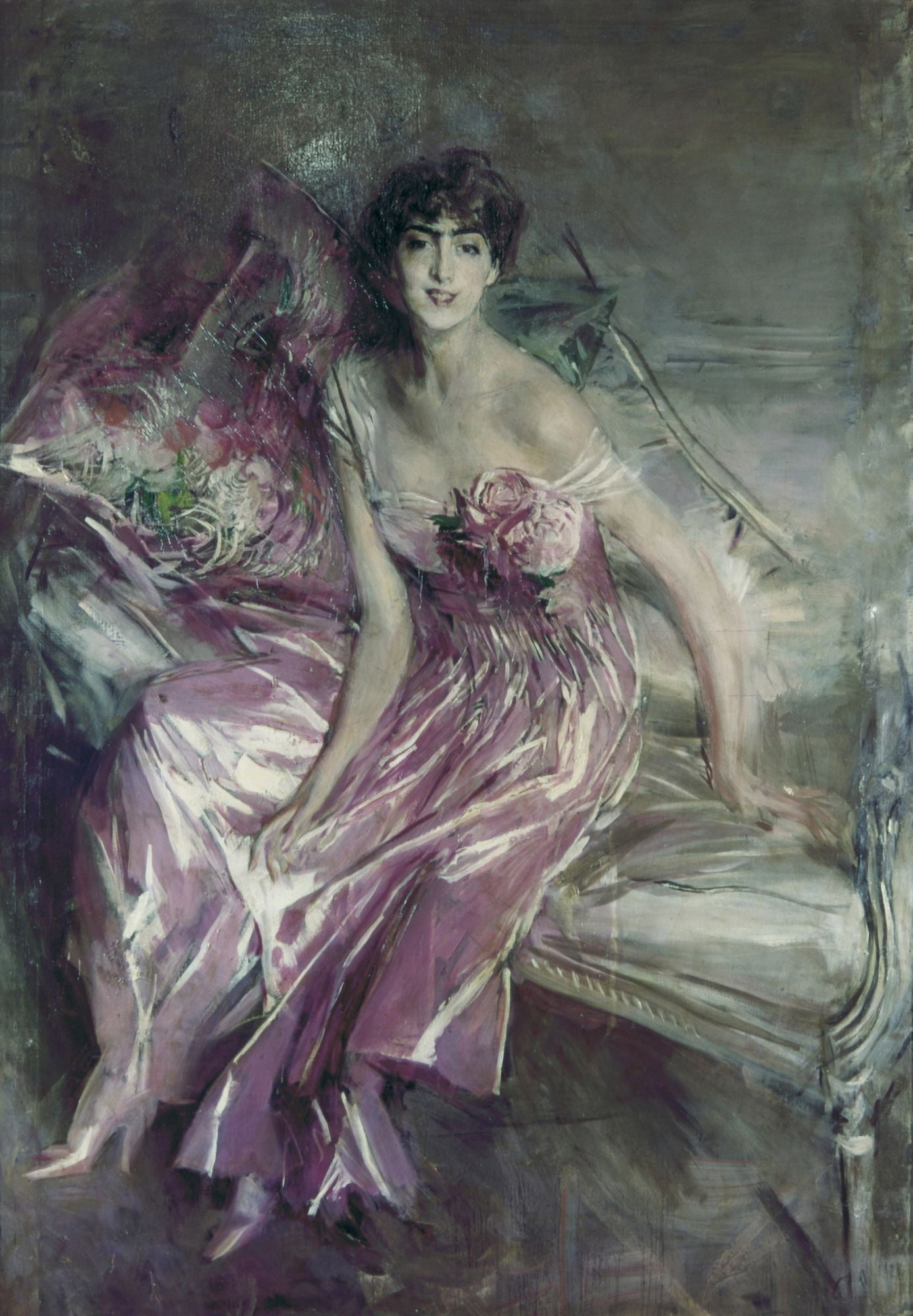 Woman In Rose Portrait Of Olivia De Subercaseaux Concha (La Signora In Rosa Canvas Art - (24 x 36)