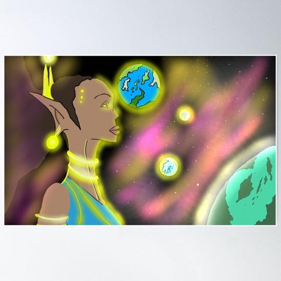 Woman In Space Poster Wall Art, Modern Wall Decor For Living Room Bedroom, 8x12 UNFRAMED