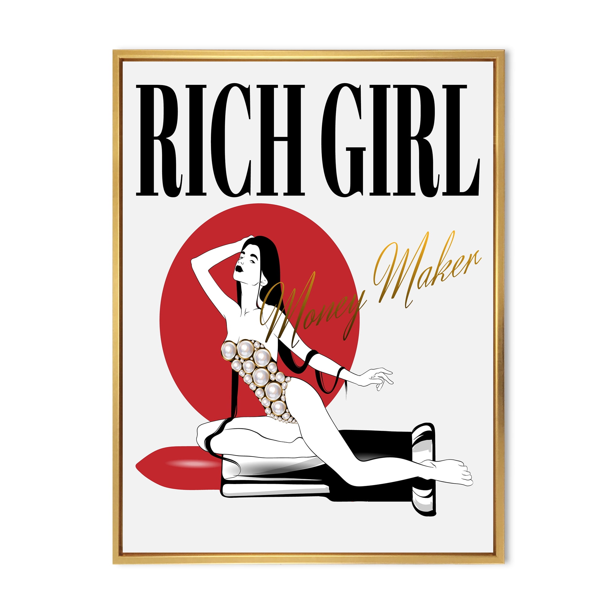 Woman In Swimsuit With Pomade 12 in x 20 in Framed Painting Canvas Art Print, by Designart