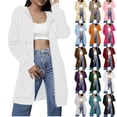 thumbnail image 1 of Woman Jacket Coat Women Hoodie Women Women's Solid Color Double Pocket Hoodie Sweatshirts Shoulder To Long Sleeves And Hooded Mid Length Casual Outwear White L, 1 of 8