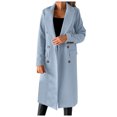 thumbnail image 1 of Woman Jacket Spring Fall Wool Coat Blouse Thin Trench Long Jacket Ladies Slim Long Belt Overcoat Outwear Blue XXL, 1 of 6