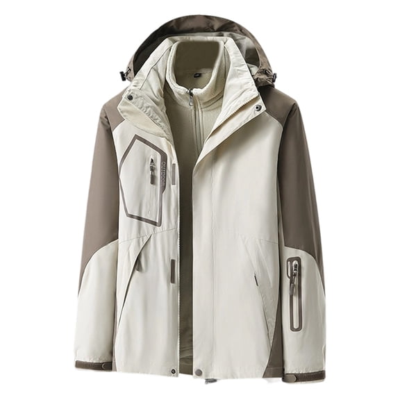 Woman Jacket Windbreaker Removable Liner Softshell Jacket Spring Fall Outdoor Lightweight White XL