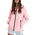 thumbnail image 1 of Woman Jacket Windproof Lightweight Zip Up Softshell Jacket Relaxed Fit Solid Spring Fall Pink XL, 1 of 5
