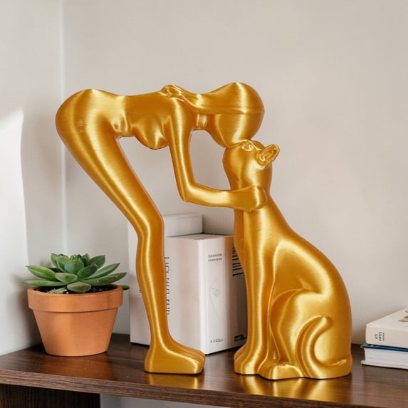 Woman Kissing Modern Abstract Sculpture, Lover Desktop Figurine, Resin Art Statue for Home Office Shelf, Elegant Gift for Couples, White Marble Finish