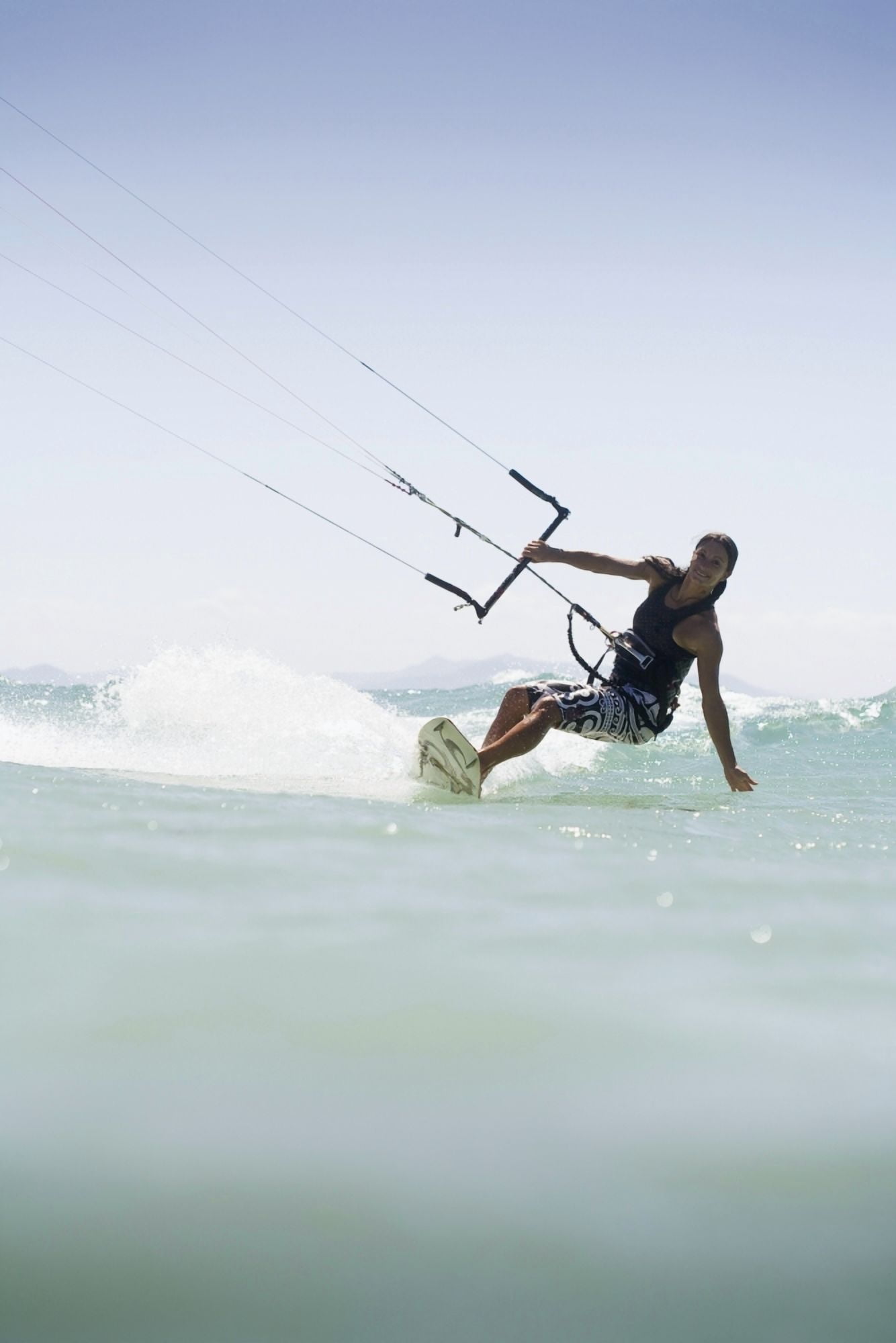 Woman Kitesurfing In Costa De La Luz Tarifa Cadiz Andalucia Spain Canvas Art - Marcos Welsh Design Pics (24 x 38)