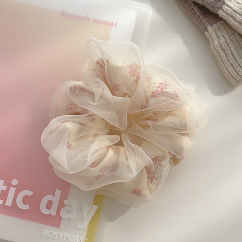 Woman Large Organza Scrunchies Girls Sweet Chiffon Rubber Tie Band Elastic Hair Bands Ponytail Holder Ins Hair Accessories