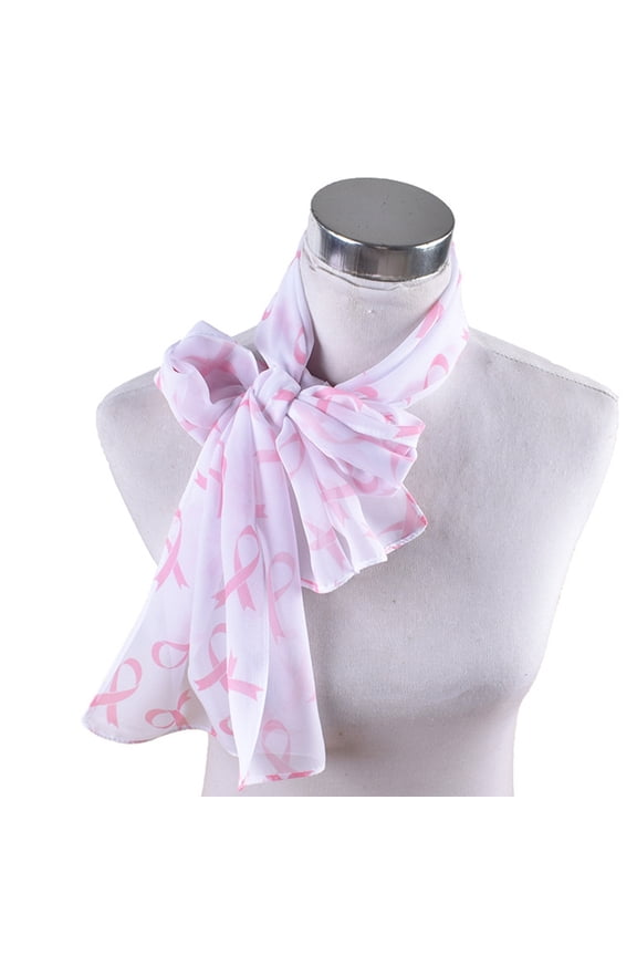 Woman Lightweight Pink Ribbon Print Large Scarves for Mother Summer Wrap