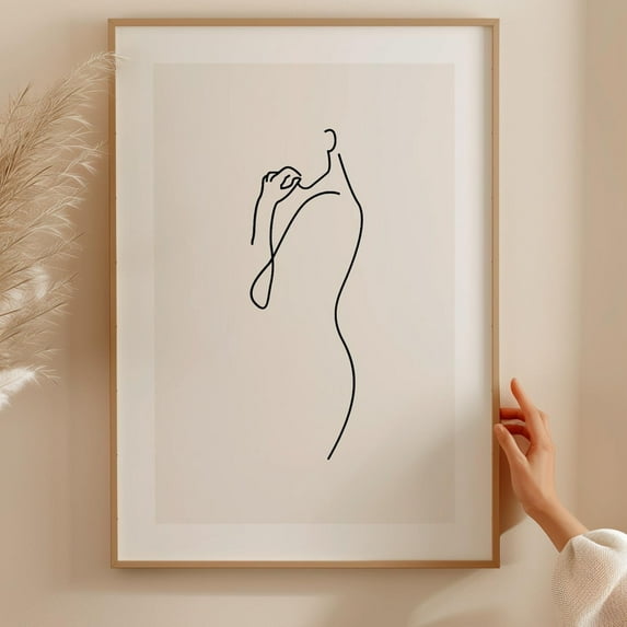 Woman Line Art, Minimalist Female Line Art, Woman Body Print, Female Figure Print, Large Wall Art- Gift For Her Wall Art, Modern Wall Decor, 24x36 UNFRAMED