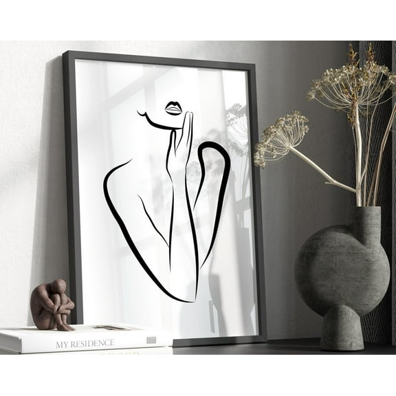 Woman Line Art, Minimalist Wall Art, Bedroom Decor, Large Wall Art, Face Line Art- Gift For Her Wall Art, Modern Wall Decor, 8x12 UNFRAMED