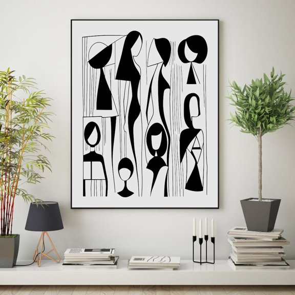 Woman Line Drawing Poster, Draw Illustration, Living Room And Gallery Wall Decor