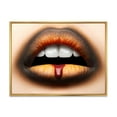 thumbnail image 1 of Woman Lips With Black & Orange Lipstick 32 in x 16 in Framed Painting Canvas Art Print, by Designart, 1 of 5