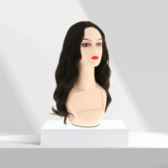 Woman Mannequin Head Model with Shoulder Display Props Multipurpose Sturdy Head Circumference 53cm Accessory 19inch Tall for Barbershop Style E