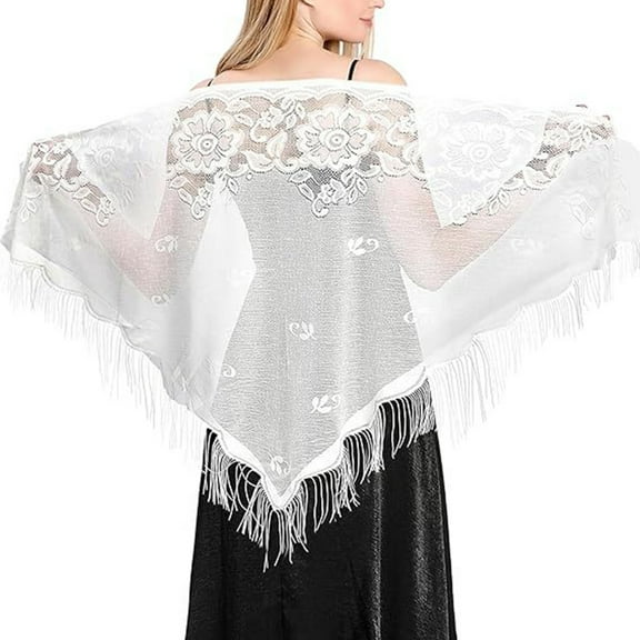 Woman Mantilla Lace Shawl Wedding Church Tulle Scarf Soft Sheer Wrap Wedding Mantilla Shawl Lace Shrug