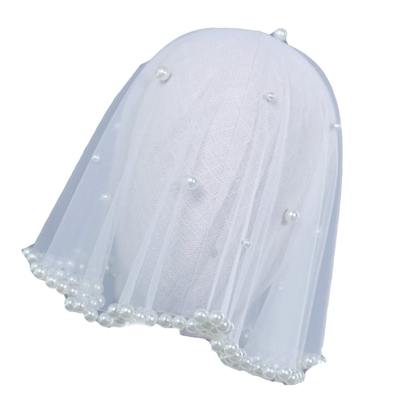 Woman Mantilla Veil Jeweled Pearls Sheer for Wedding Church Mantilla Breathable Veil Wedding Mantilla
