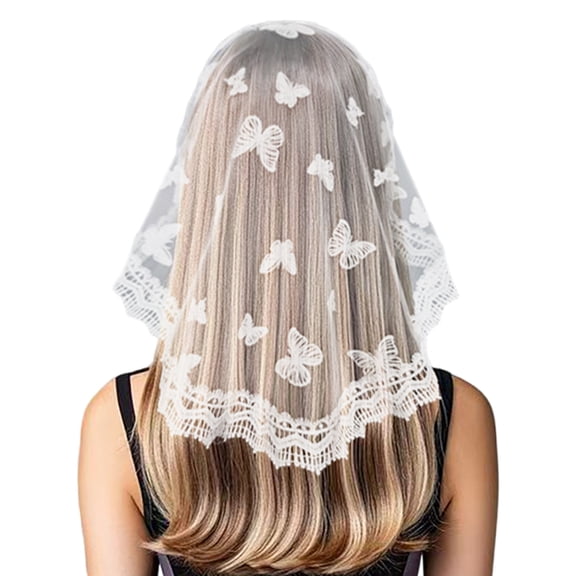 Woman Mantilla Veil Lace Trim Sheer Shawl for Wedding Church Mantilla Breathable Shawl Veil Wedding Mantilla