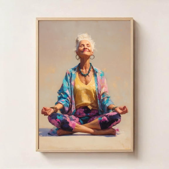 Woman Meditating In Lotus Pose – Zen Yoga Wall Art, Mindfulness Decor, Spiritual Print UNFRAMED Poster, Wall Art for Decor, Present, 8x12