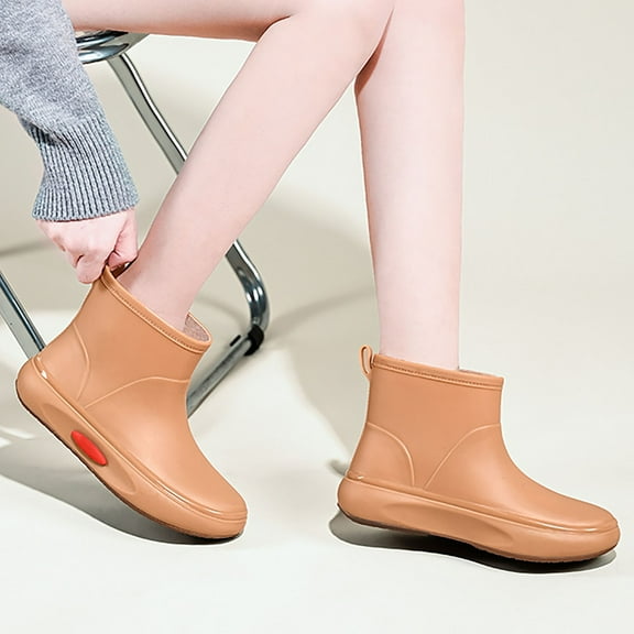 Woman Mens Low Tops Ankle Boots Waterproof Rubber Shoes Rain Boots Rain Solid Color Non-Slip Ankle Boot Female Big Size for Outdoor Garden Farming Fishing