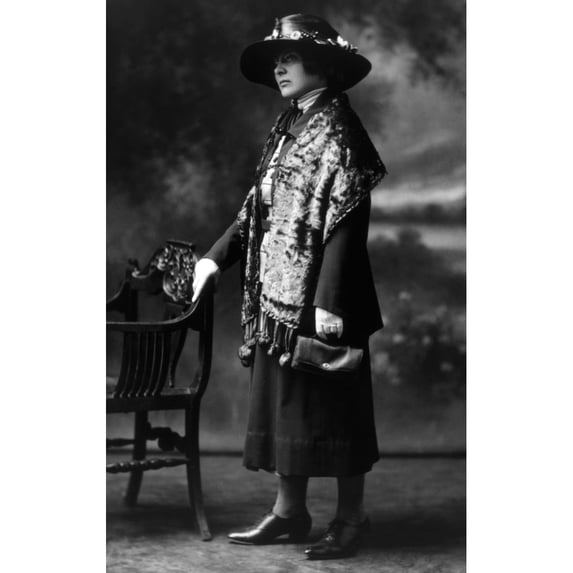 Woman Modeling A Scarf History (18 x 24)