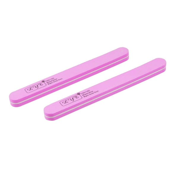 Woman Nail English Letters Print Pink Board Sandpaper Manicure Tool 2 Pcs
