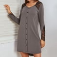 thumbnail image 1 of Woman Nightgown Clearance Women's Fashion Solid Color V-neck Comfortable Loose Camisole Lace Long Sleeves Blouse Casual Tops Dress, 1 of 5