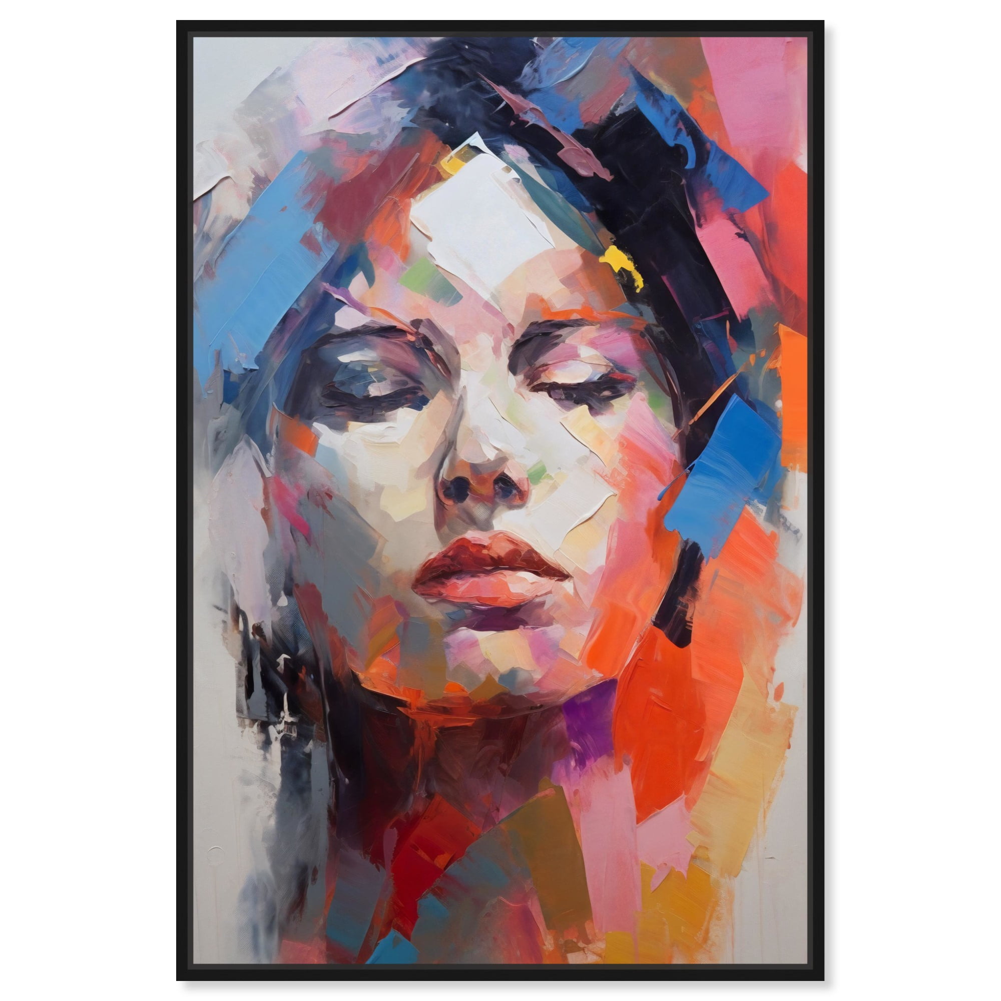 Abstract Multicolor Canvas Art with Black Frame, 10" x 15"
