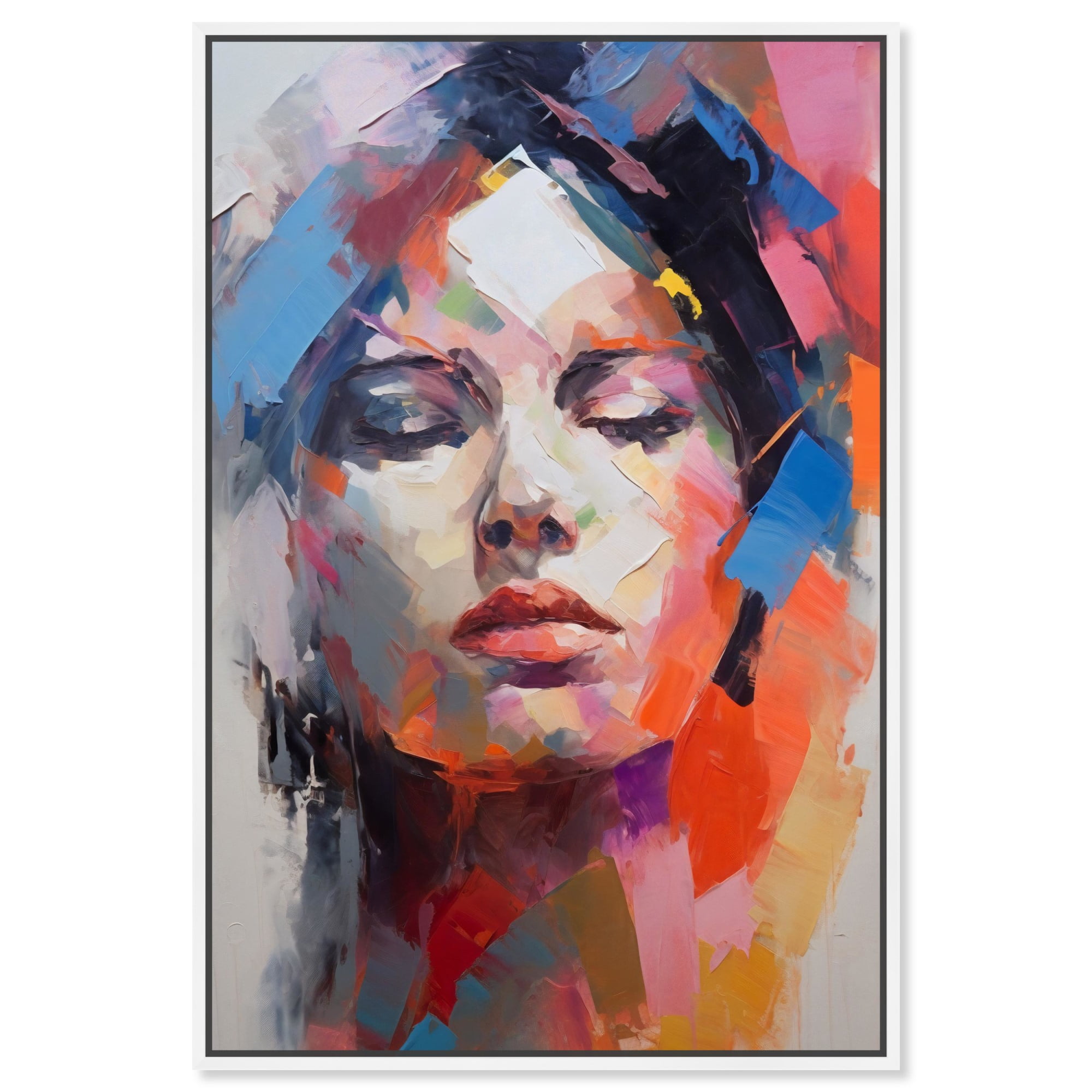 Colorful Abstract Canvas Art with White Frame, 10" x 15"